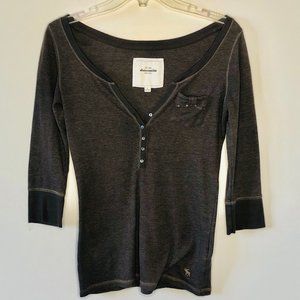Abercrombie Distressed Loose Botton Down Blouse